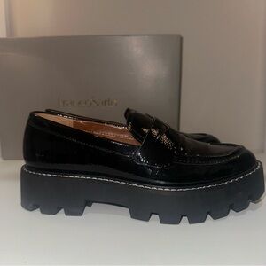 Franco Sarto Glossy Black Chunky Loafers, brand new! In box! 5M Women’s